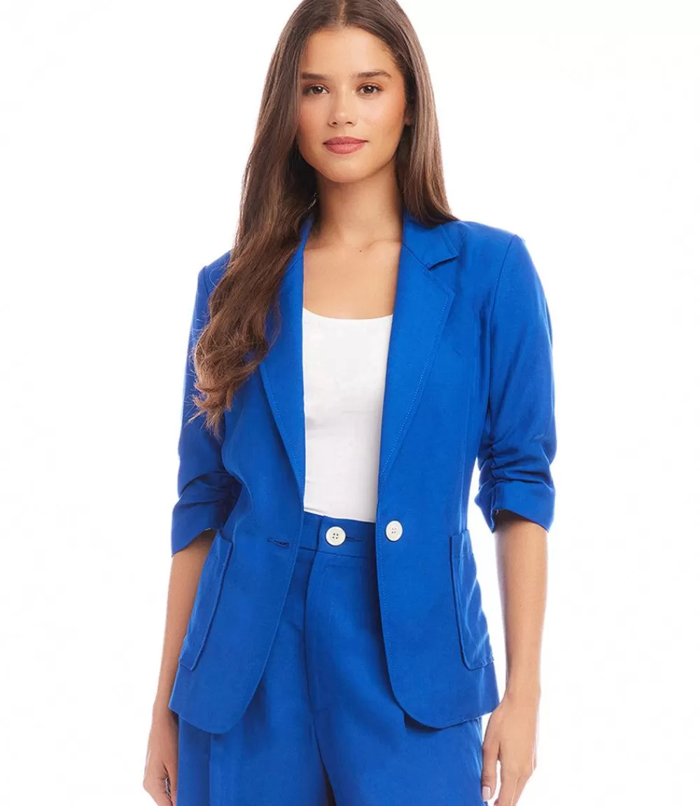 Ruched Sleeve Jacket>Karen Kane Store