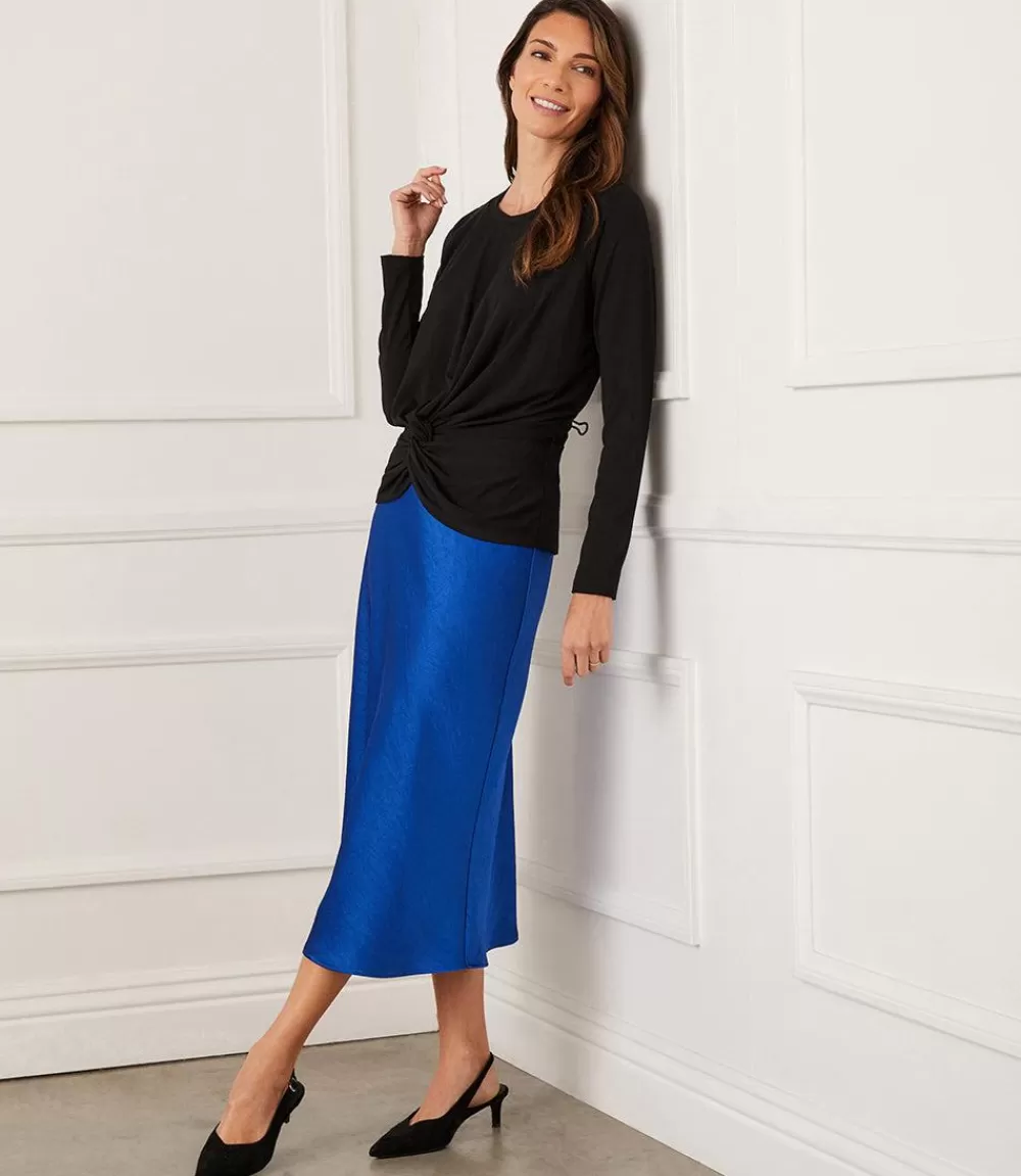 Satin Bias Cut Midi Skirt>Karen Kane Outlet