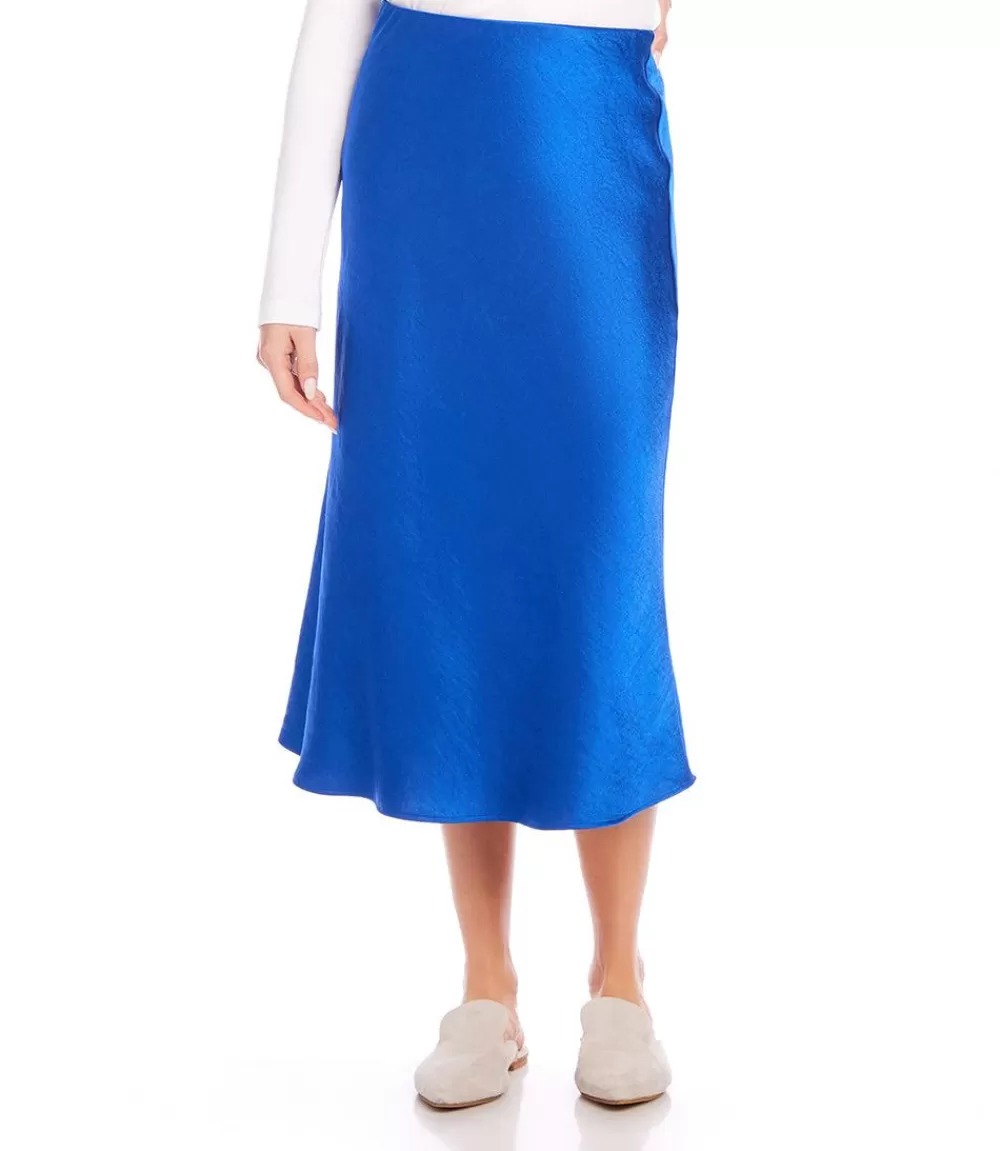 Satin Bias Cut Midi Skirt>Karen Kane Outlet