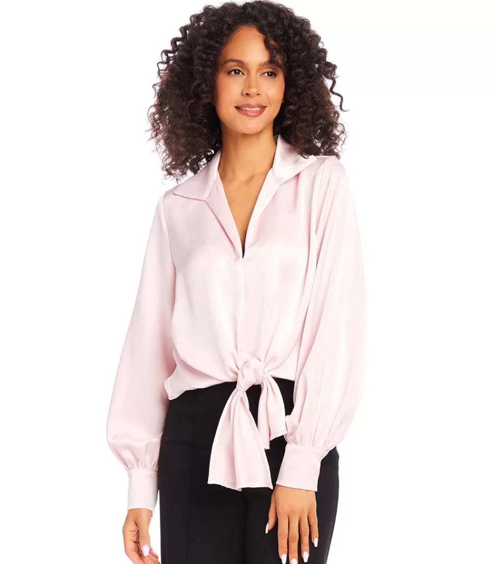 Satin Tie Front Top>Karen Kane Sale