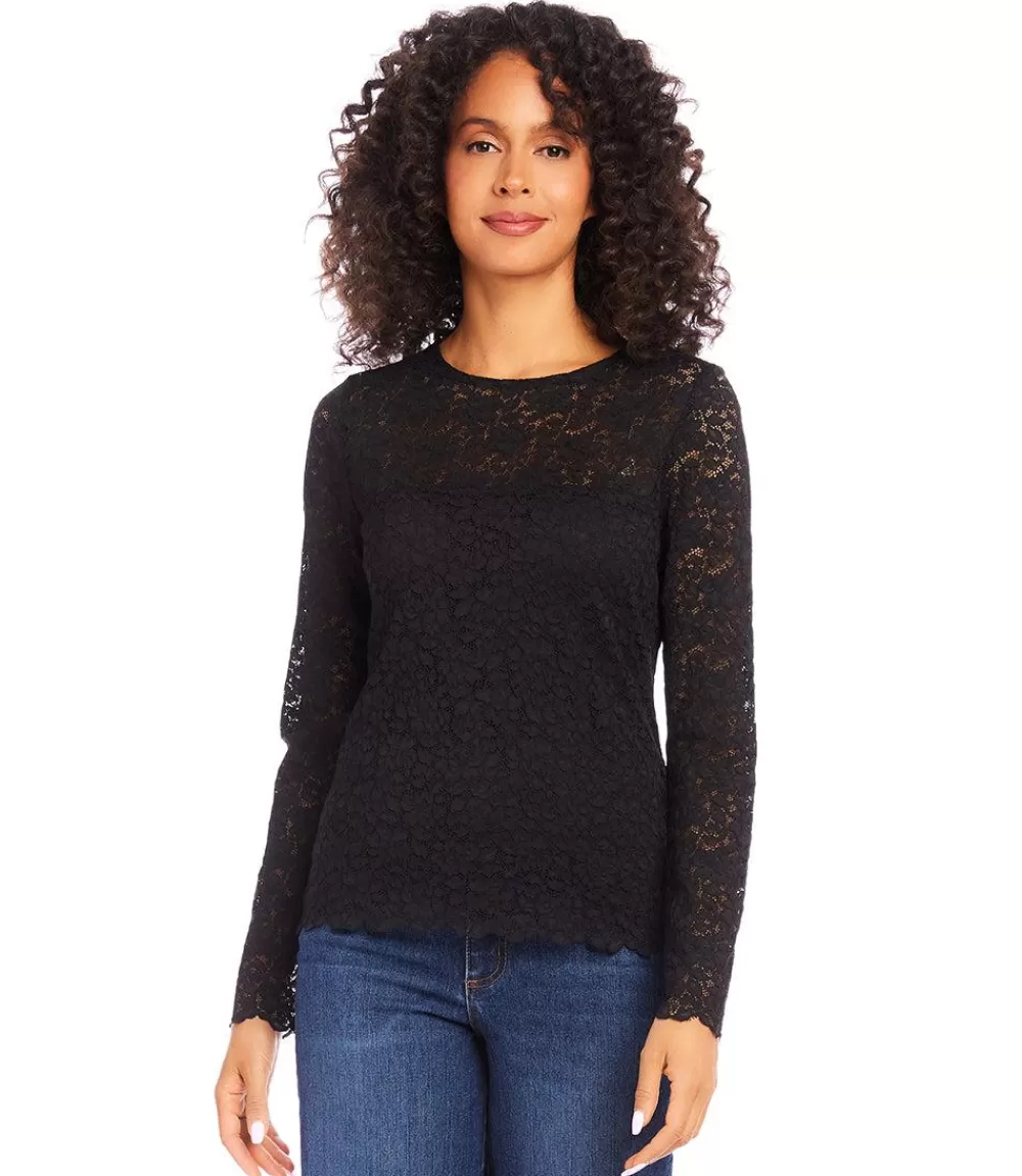 Scalloped Lace Top>Karen Kane Cheap