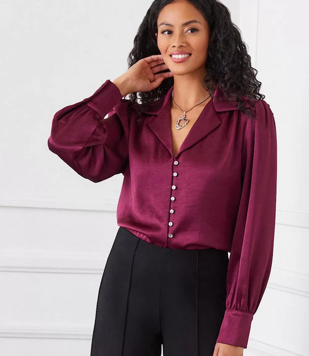 Shirred Satin Blouse>Karen Kane Best