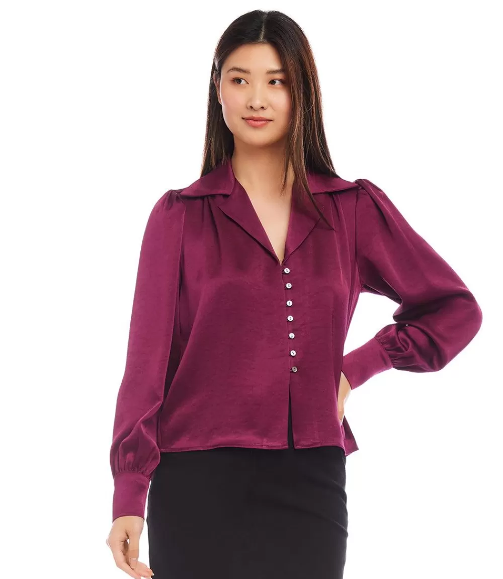 Shirred Satin Blouse>Karen Kane Best