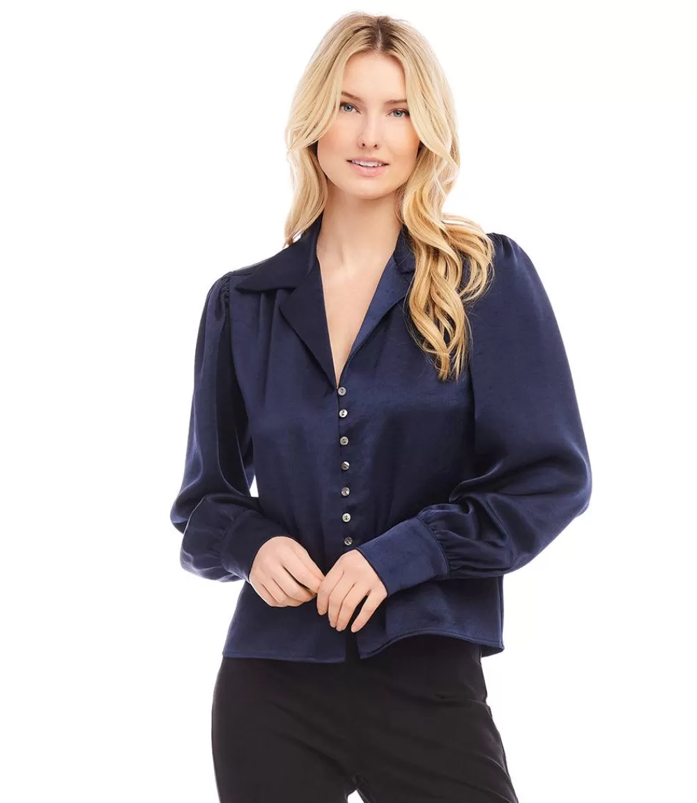 Shirred Satin Blouse>Karen Kane Cheap