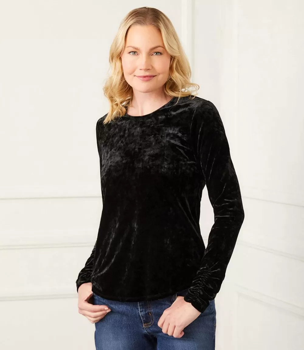 Shirred Sleeve Velvet Top>Karen Kane Clearance