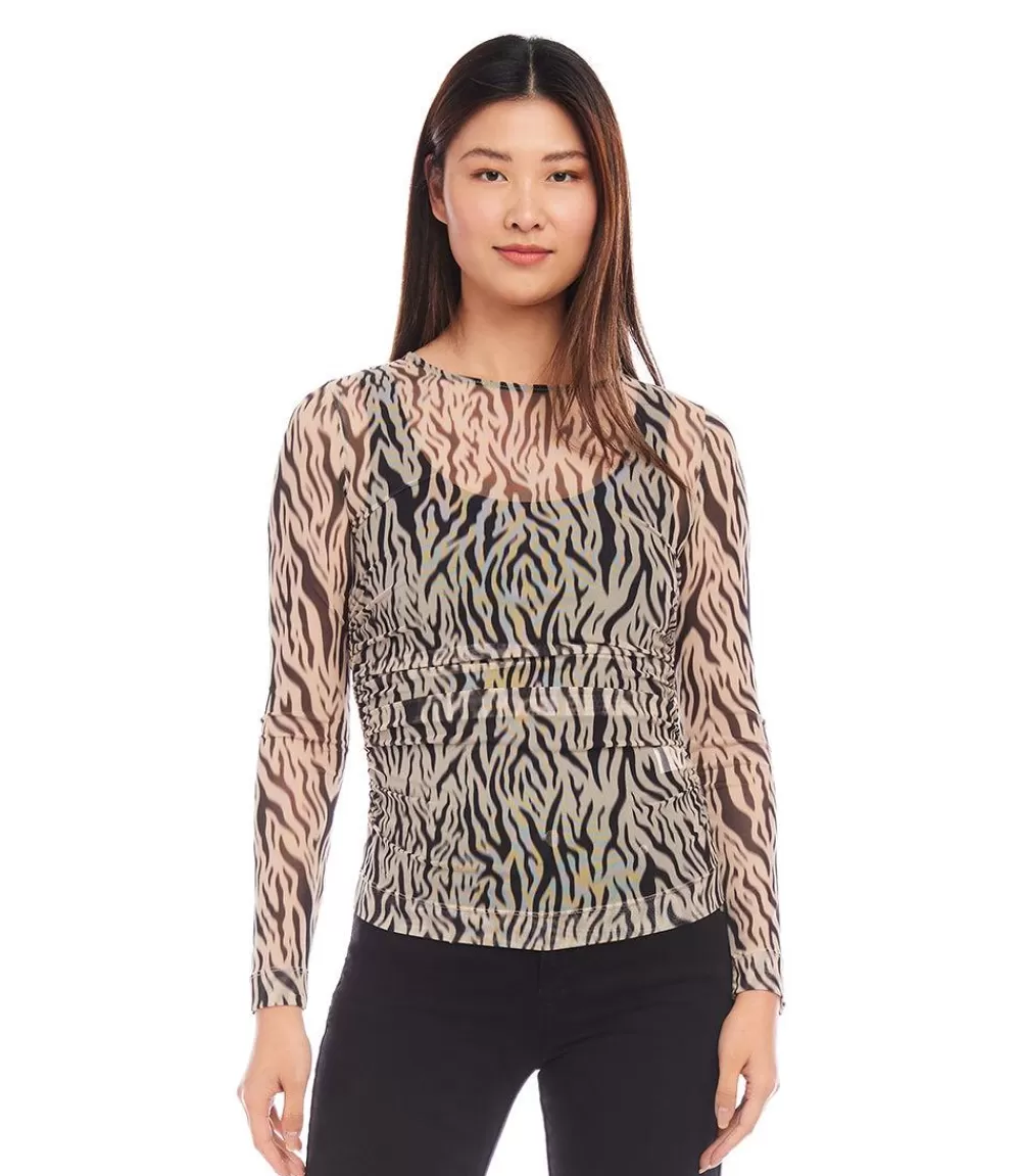 Side Shirred Mesh Top>Karen Kane Discount