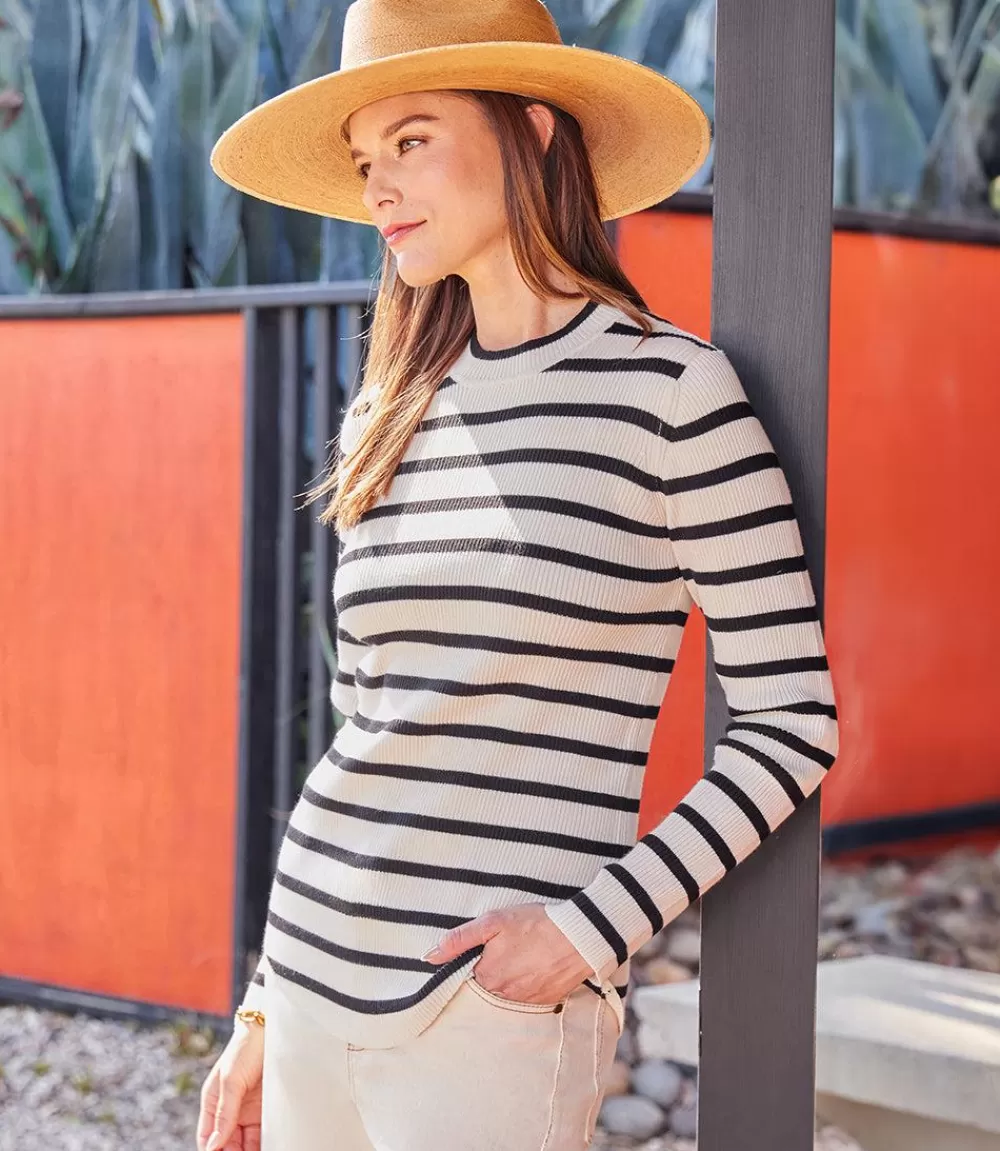 Stripe Shirttail Sweater>Karen Kane Clearance