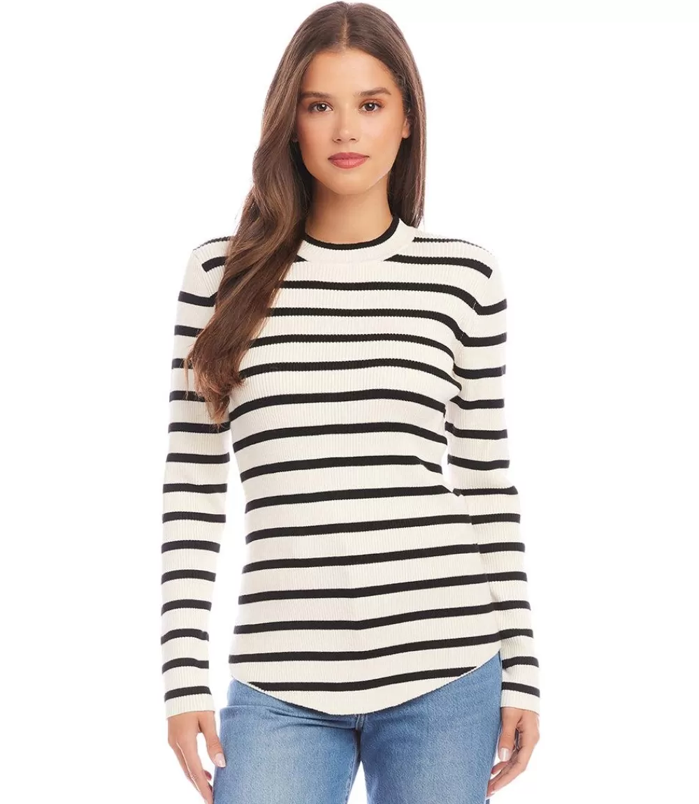 Stripe Shirttail Sweater>Karen Kane Clearance