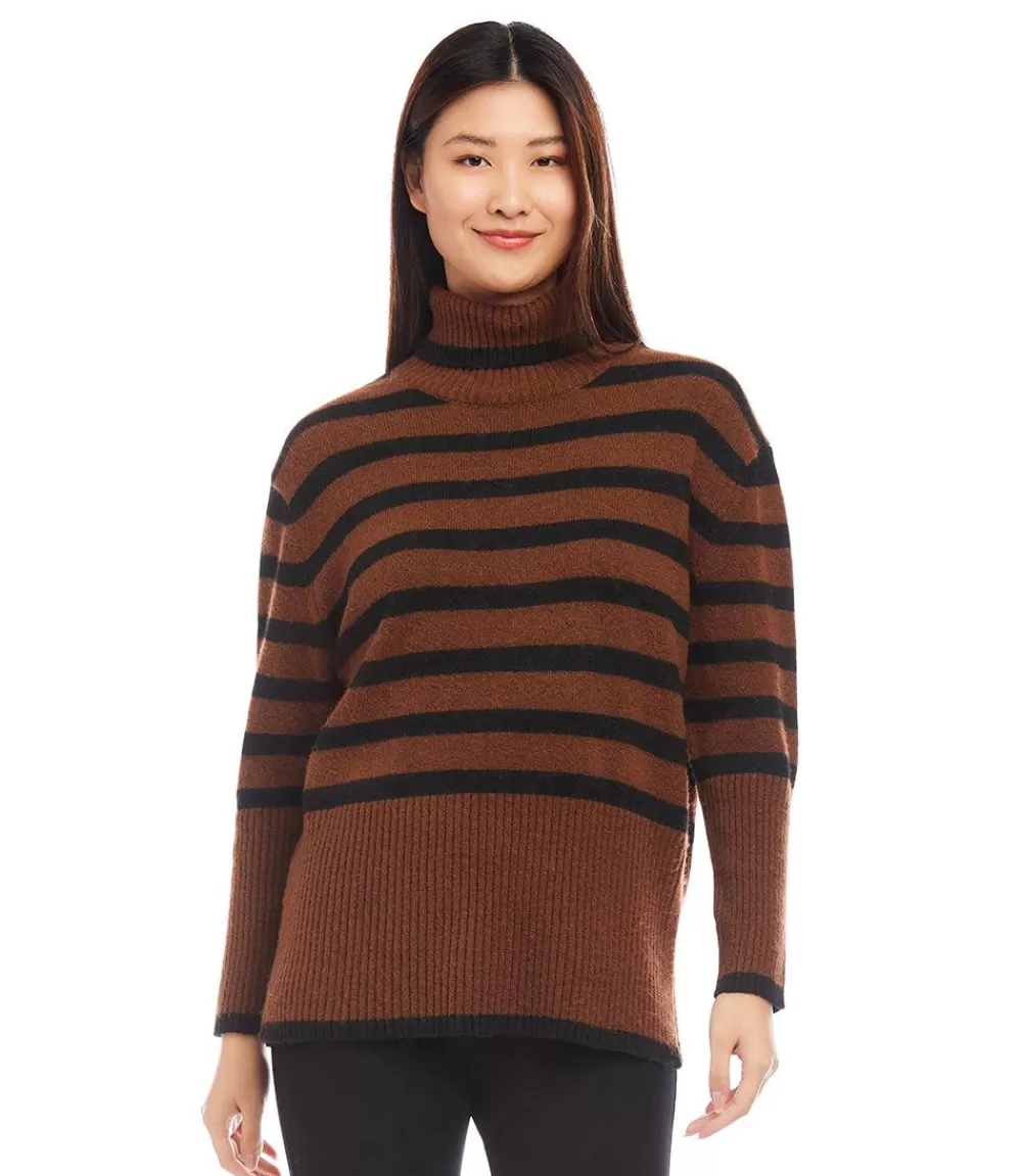 Stripe Turtleneck Sweater>Karen Kane Clearance