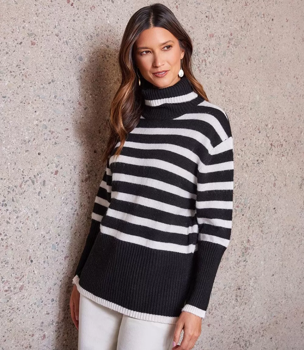 Stripe Turtleneck Sweater>Karen Kane Online