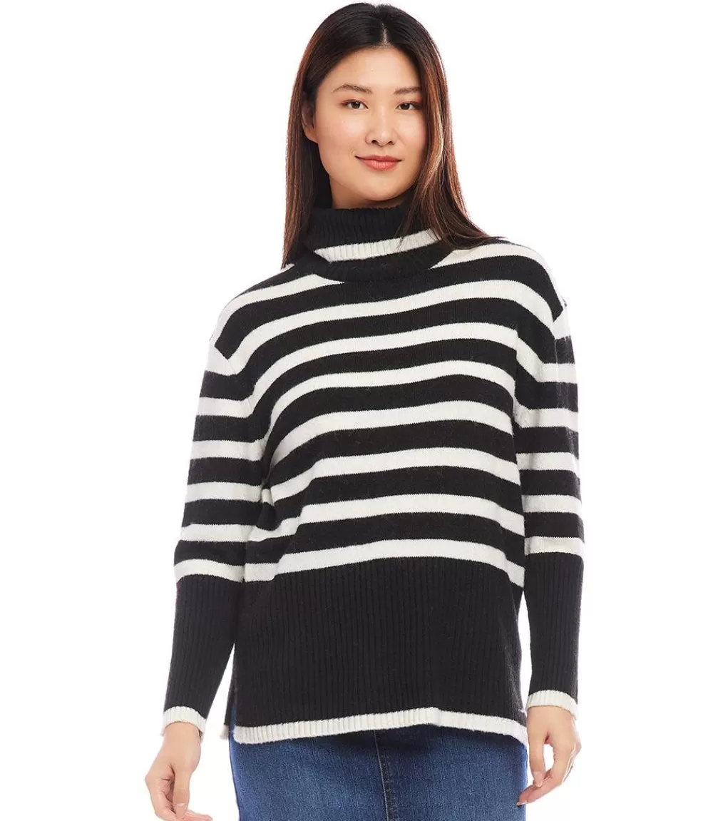 Stripe Turtleneck Sweater>Karen Kane Online