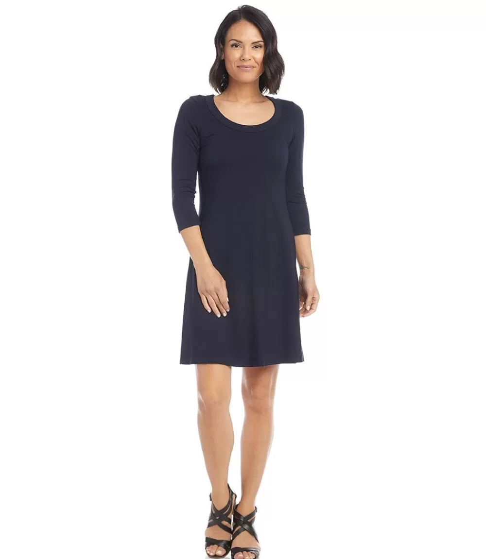 Three Quarter Sleeve A-Line Dress>Karen Kane Best