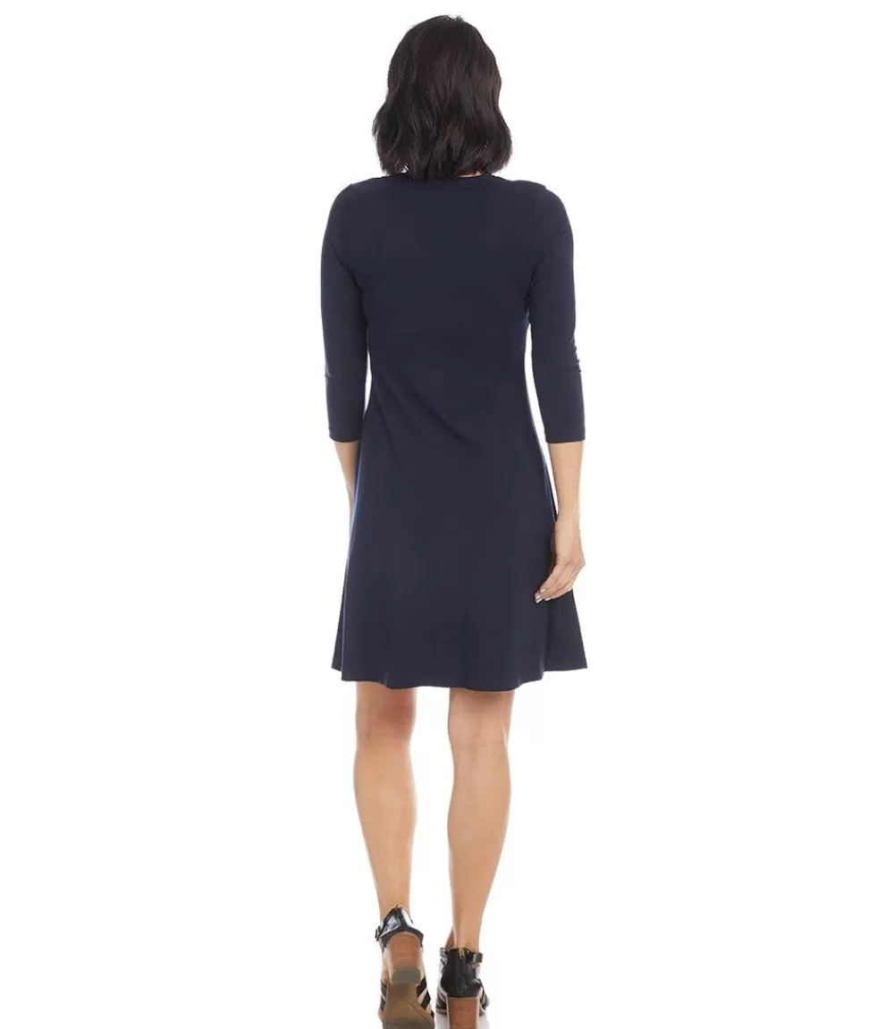 Three Quarter Sleeve A-Line Dress>Karen Kane Best