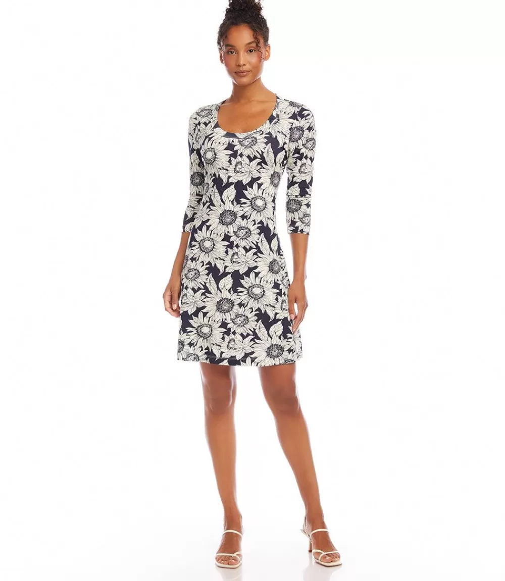 Three Quarter Sleeve A-Line Dress>Karen Kane Outlet