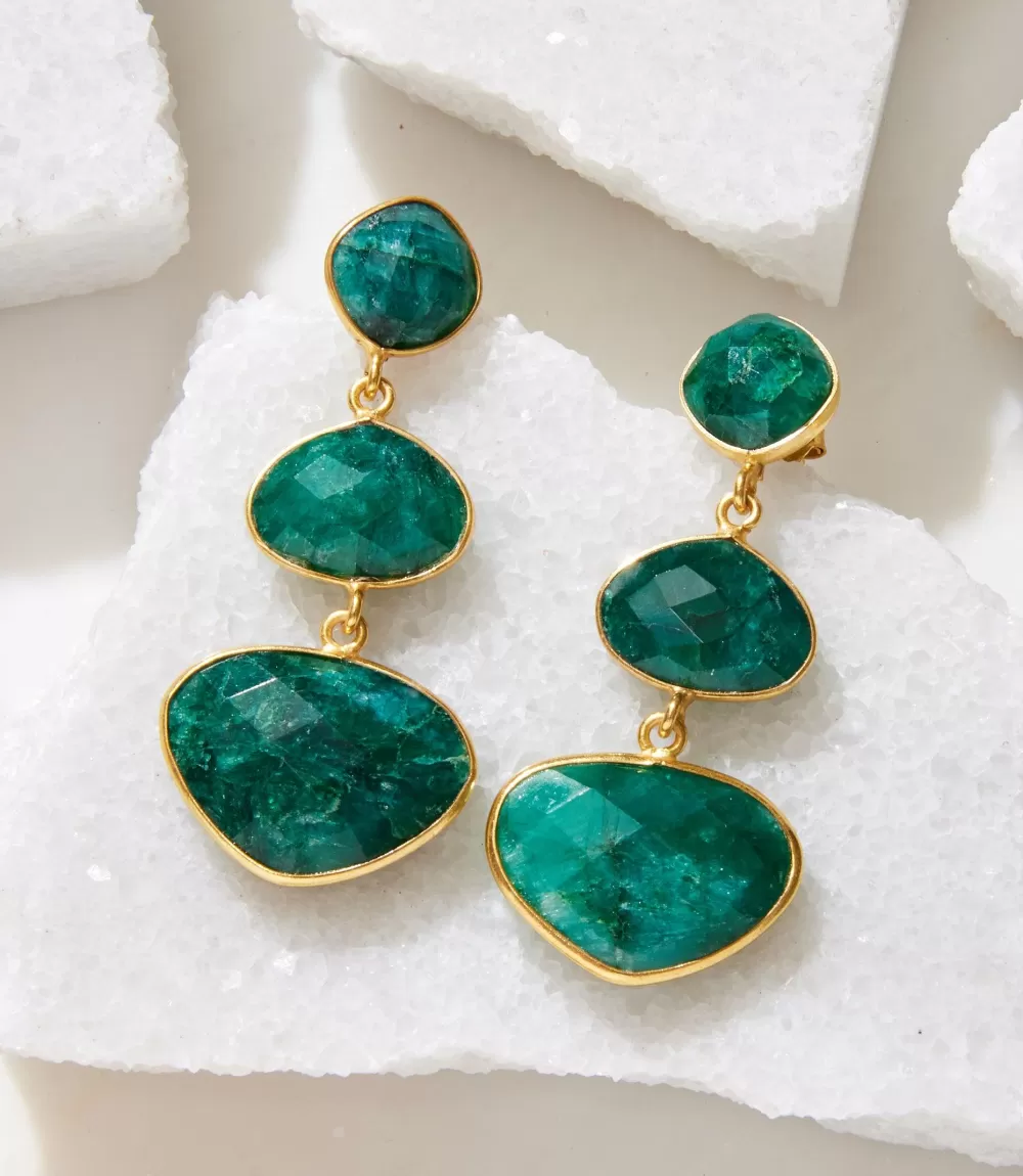 Triple Drop Gemstone Earrings>Karen Kane Sale