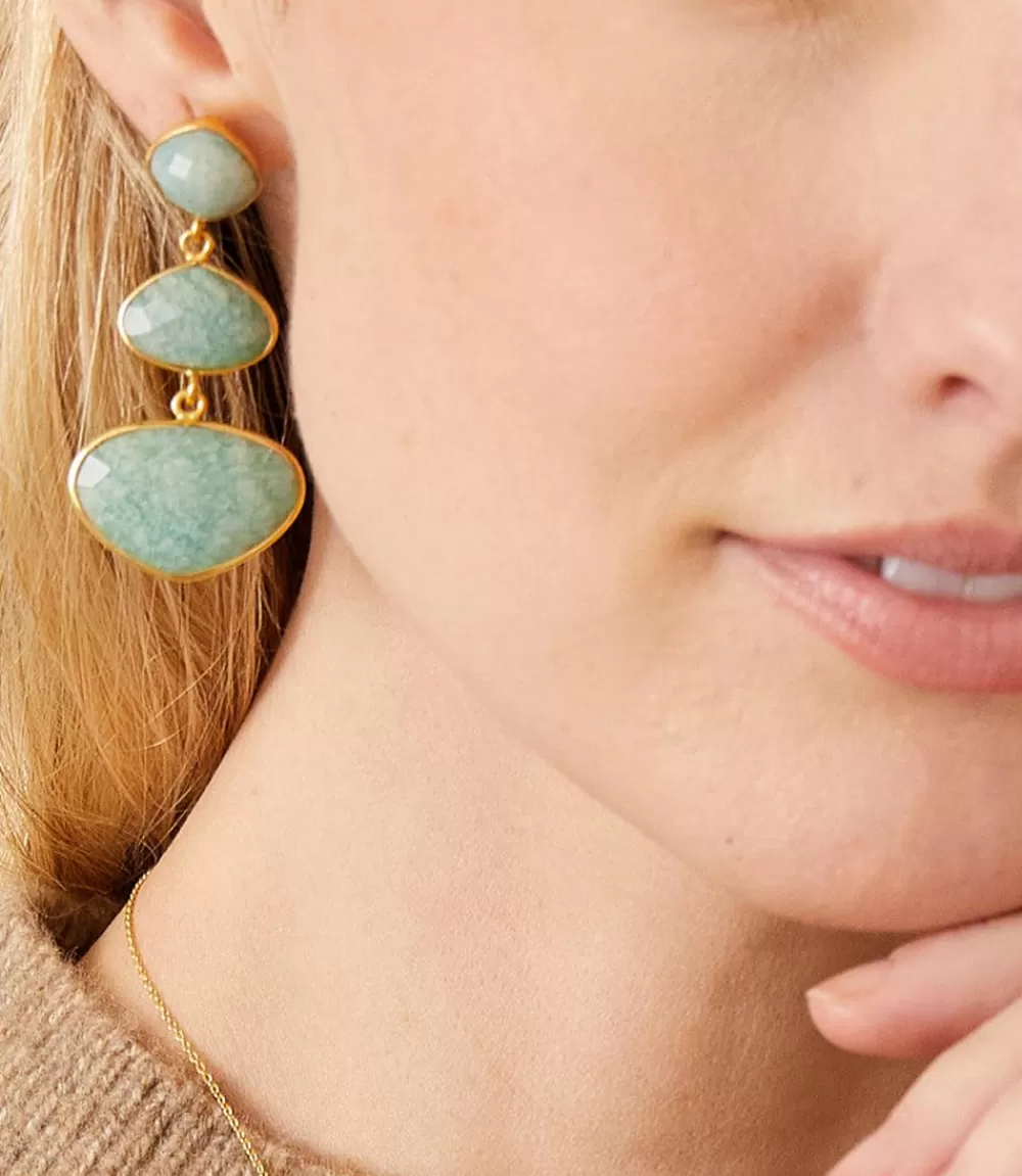 Triple Drop Gemstone Earrings>Karen Kane Outlet