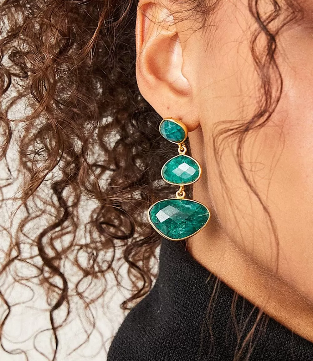 Triple Drop Gemstone Earrings>Karen Kane Sale