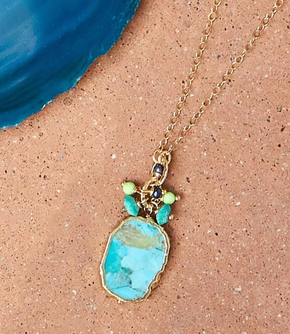 Turquoise Pendant And Beaded Cluster Necklace>Karen Kane Flash Sale