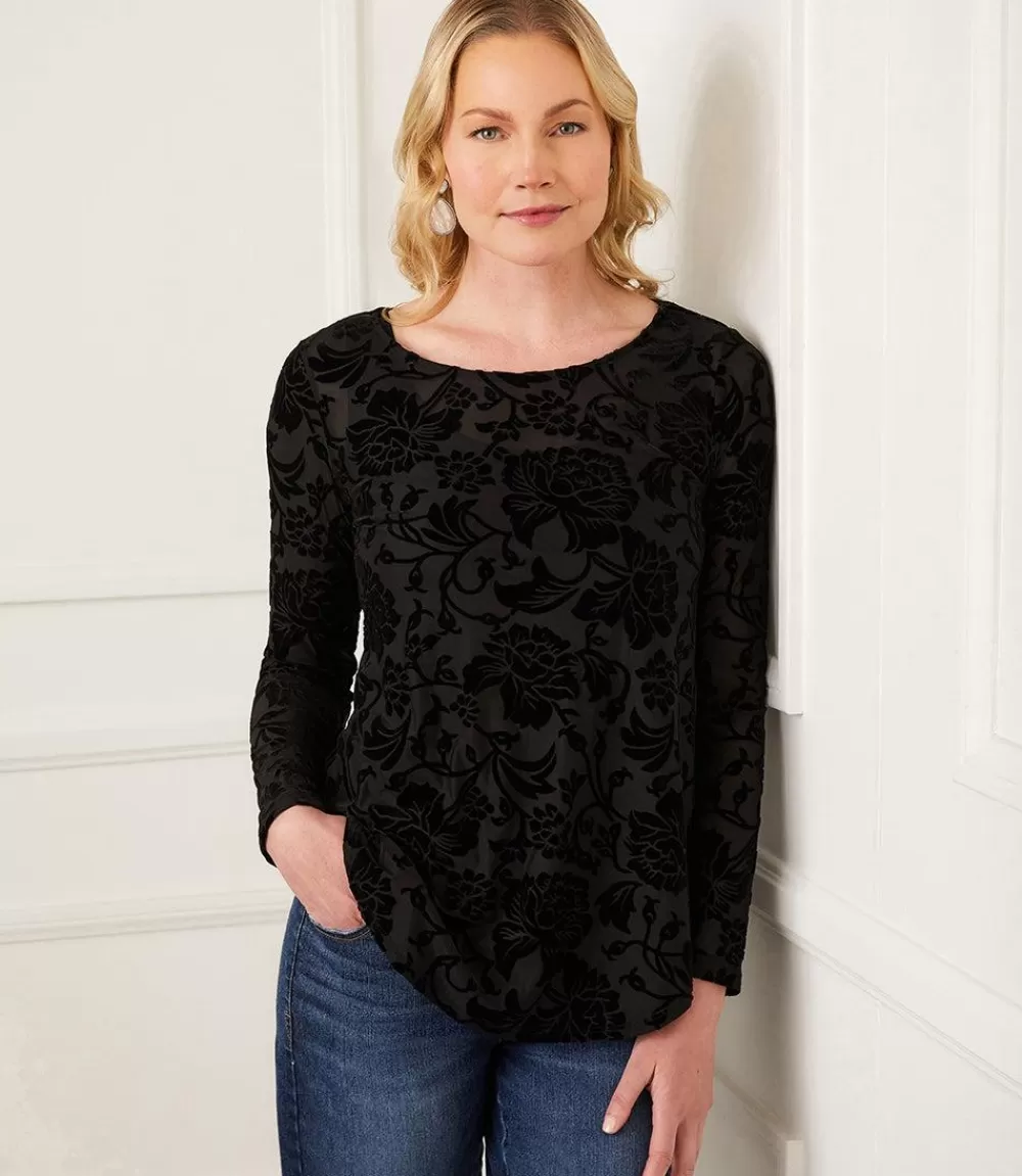 Velvet Burnout Shirttail Top>Karen Kane Store