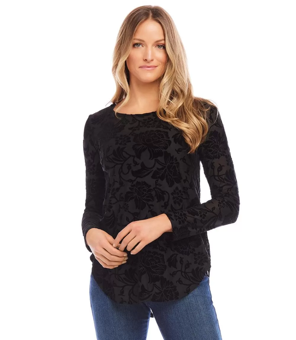 Velvet Burnout Shirttail Top>Karen Kane Store