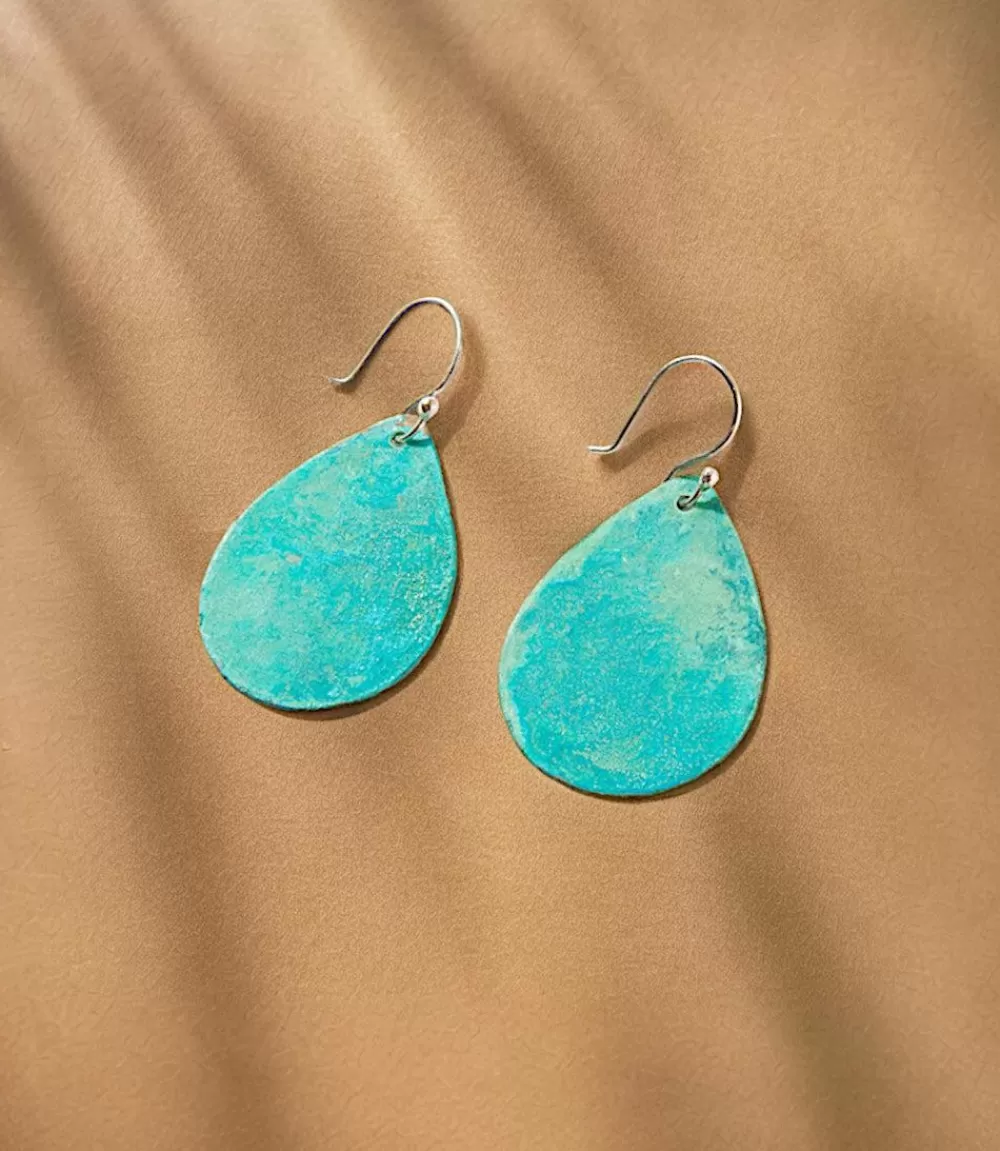 Verdigris Brass Teardrop Earrings>Karen Kane Online