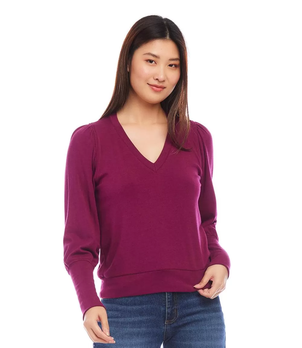 V-Neck Bishop Sleeve Top>Karen Kane Cheap