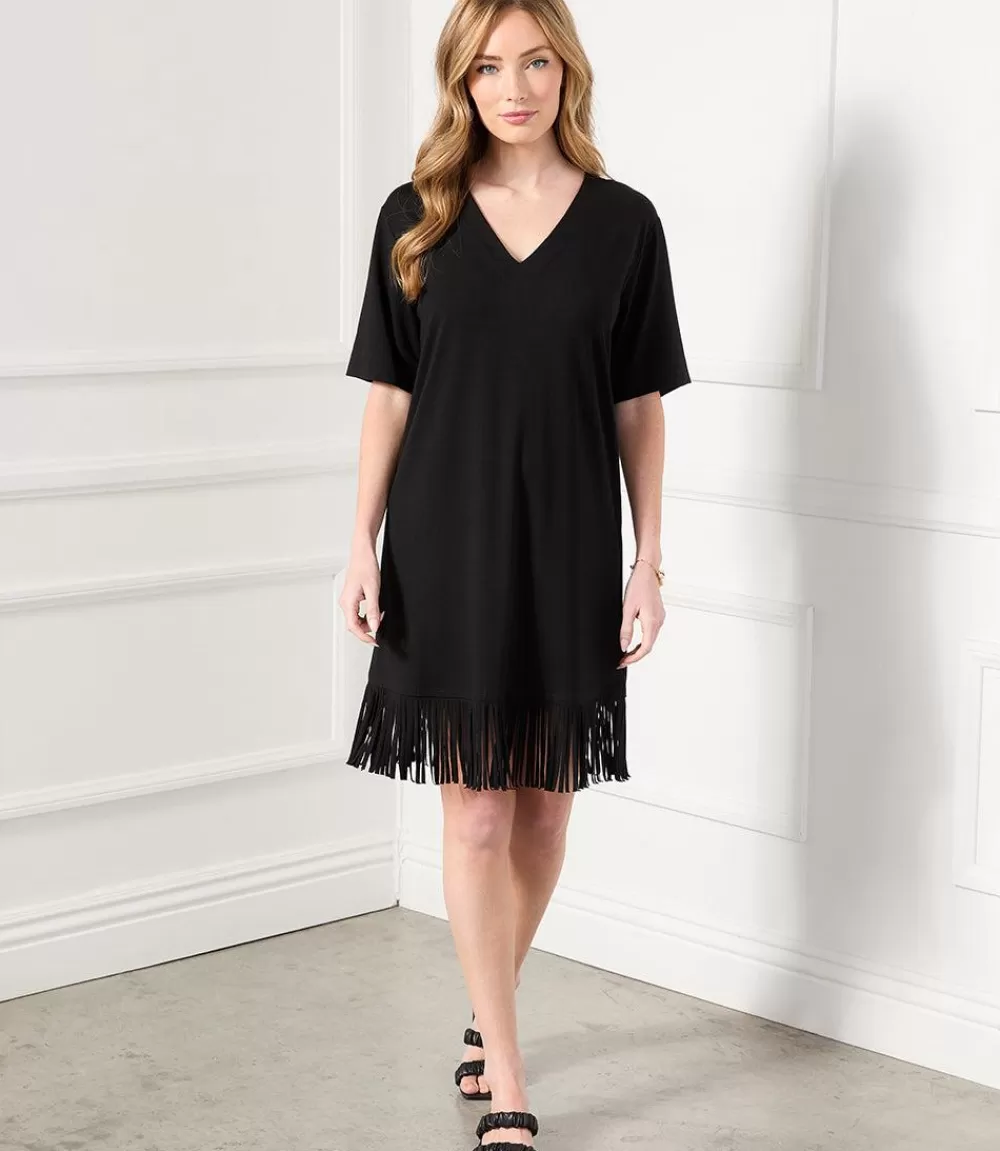 V-Neck Fringe Dress>Karen Kane Best Sale