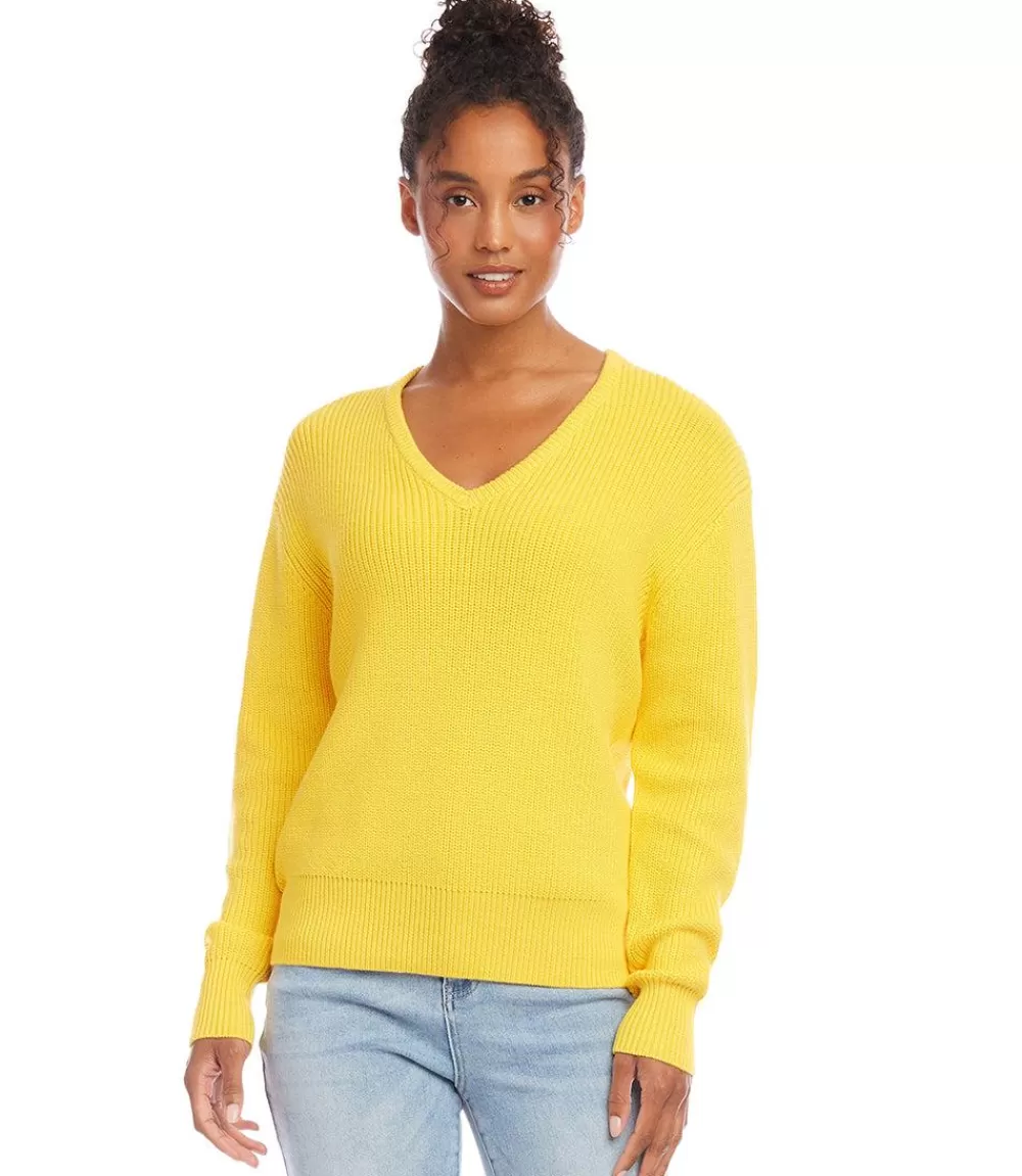 V-Neck Sweater>Karen Kane Outlet