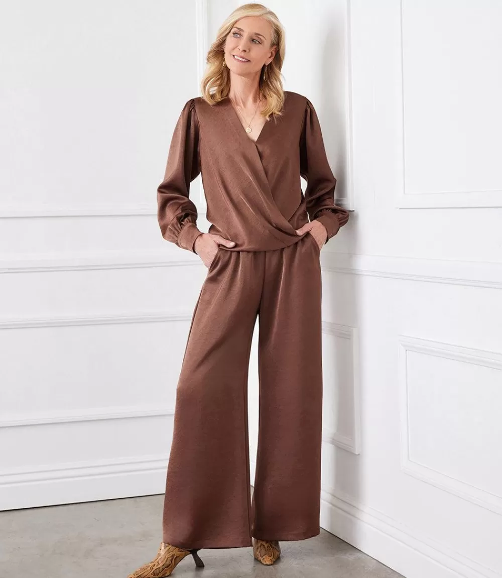 Wide Leg Satin Pants>Karen Kane Best Sale